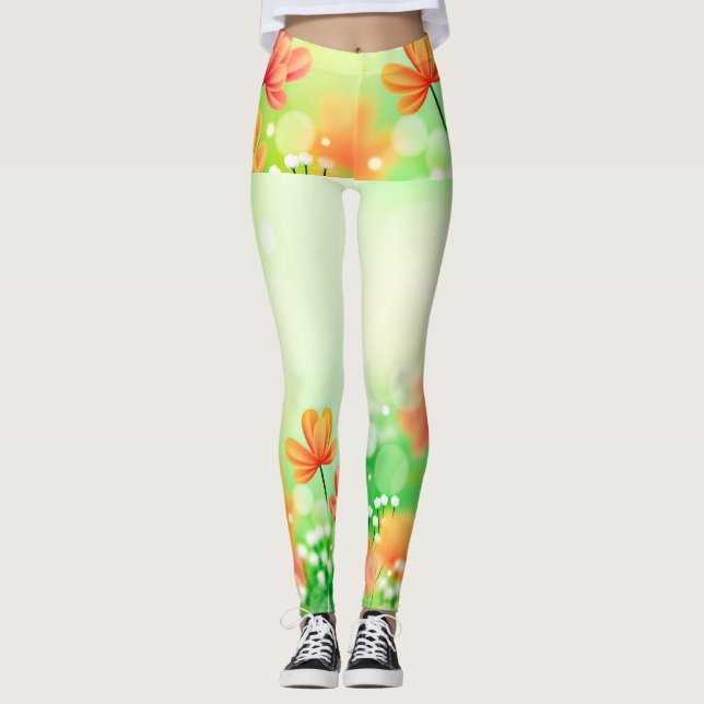 Realistic Blurred Spring Background-52374 Leggings (Front)