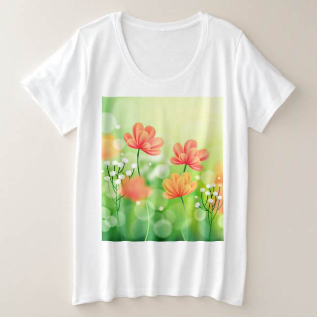 Realistic Blurred Spring Background-52374 Plus Size T-Shirt (Design Front)
