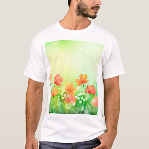 Realistic Blurred Spring Background T_Shirt