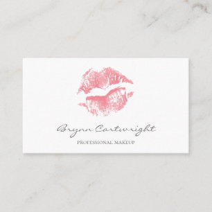 Realistic Blush Pink Kiss Print Lips Makeup Business Card