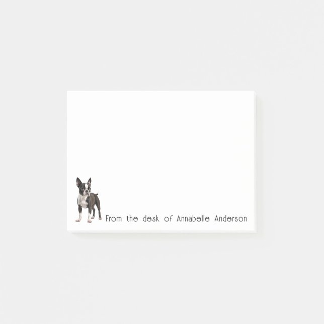 Realistic Boston Terrier Personalize Notes (Front)