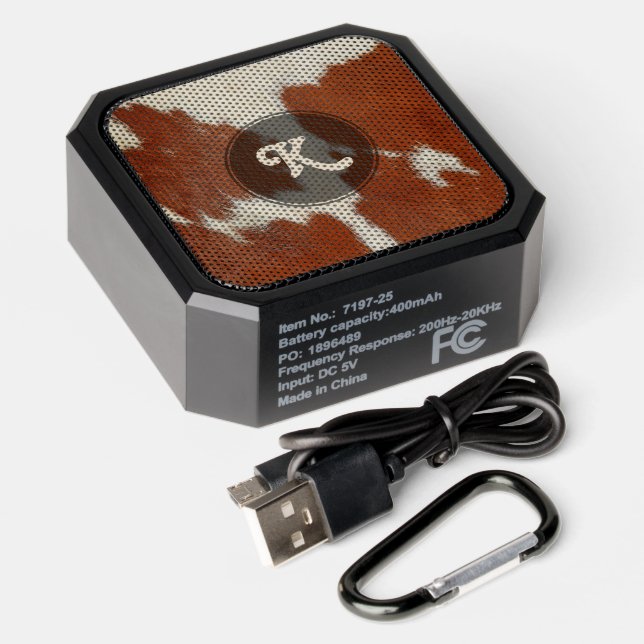Realistic brow and white cowhide texture bluetooth speaker (Laydown)