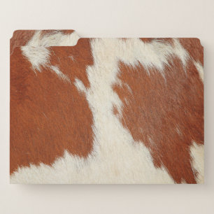 Realistic brow and white cowhide texture file folder