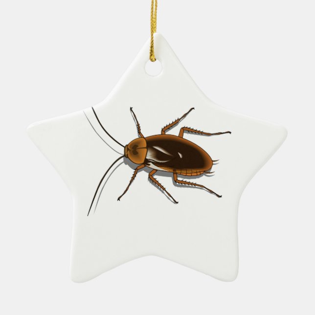 Realistic Brown Cockroach Insect Ceramic Ornament (Front)