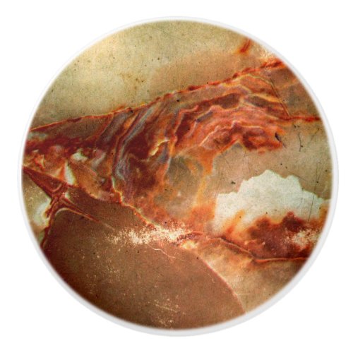 Realistic Brown Faux Marble Stone Pattern 2 Ceramic Knob