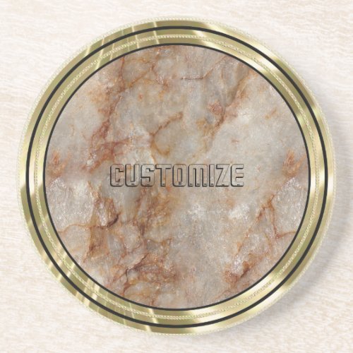 Realistic Brown Faux Marble Stone Pattern 2 Coaster