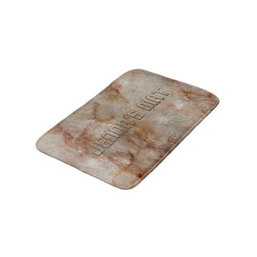 Realistic Brown Faux Marble Stone Pattern Bath Mat | Zazzle