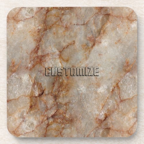 Realistic Brown Faux Marble Stone Pattern Beverage Coaster