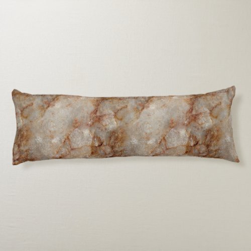 Realistic Brown Faux Marble Stone Pattern Body Pillow