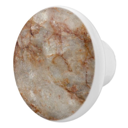 Realistic Brown Faux Marble Stone Pattern Ceramic Knob