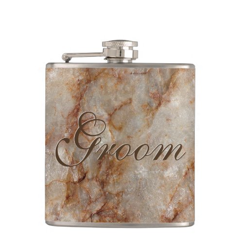 Realistic Brown Faux Marble Stone Pattern Flask