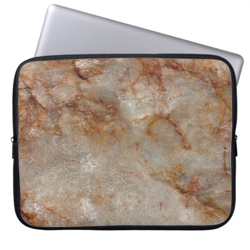 Realistic Brown Faux Marble Stone Pattern Laptop Sleeve