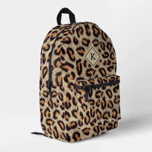 Realistic brown Leopard spots fur texture print Printed Backpack