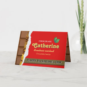 Realistic Brown & Red Valentines Chocolate Funny Card