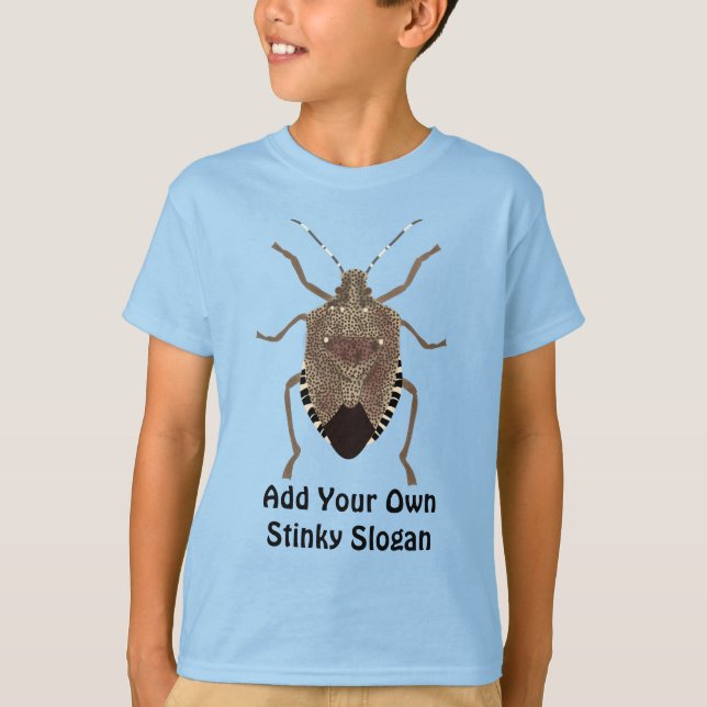 Realistic Brown Stink Bug Graphic Custom Message T-Shirt (Front)