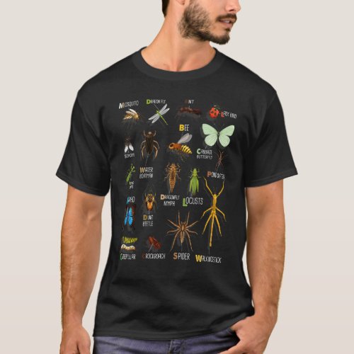 realistic bugs Collection chart Species insect Ent T_Shirt