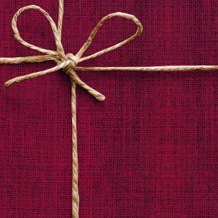 Realistic Burlap Rustic Simple Magenta Burgundy Wrapping Paper