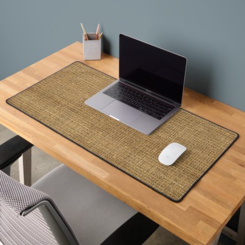   Realistic Burlap Texture Simple Rustic Brown Tan Desk Mat