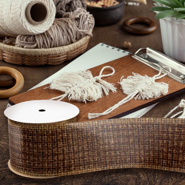  Realistic Burlap Texture Simple Rustic Dark Brown Satin Ribbon (Creator Uploaded)