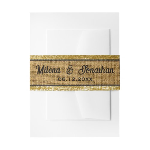 Realistic Burlap Texture Simple Rustic Light Brown Invitation Belly Band