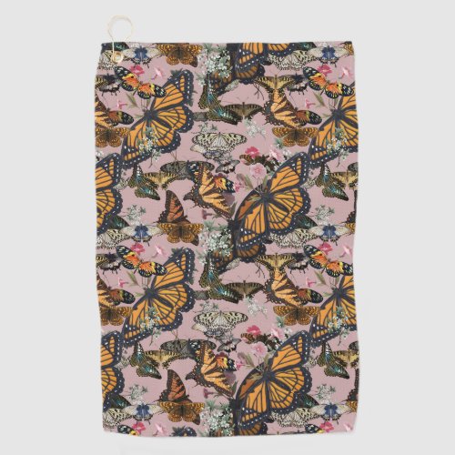 Realistic butterflies design golf towel