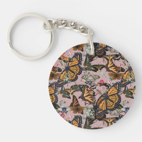 Realistic butterflies design keychain