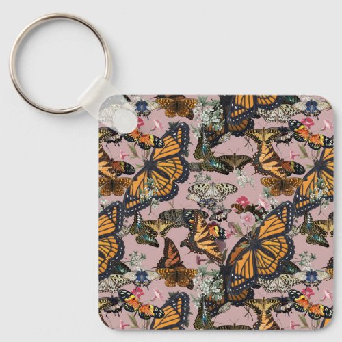 Realistic butterflies design keychain