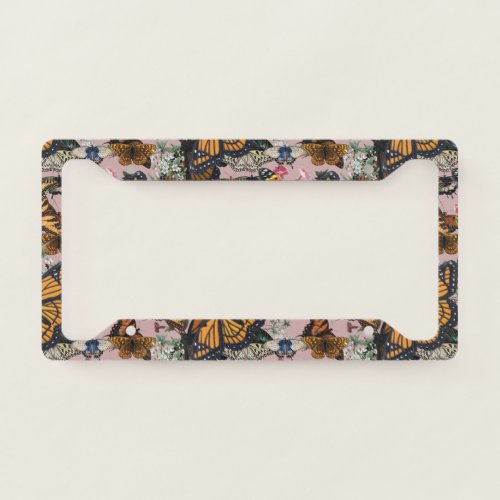 Realistic butterflies design license plate frame