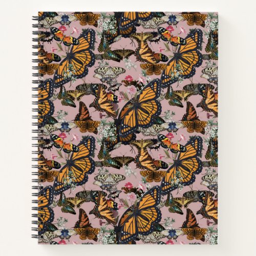 Realistic butterflies design notebook