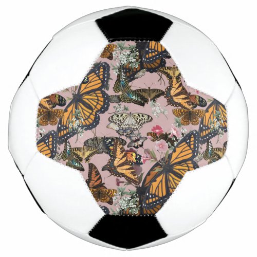 Realistic butterflies design soccer ball