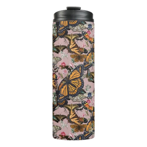 Realistic butterflies design thermal tumbler