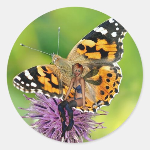 Realistic Butterfly Flower and Fairy Sticker