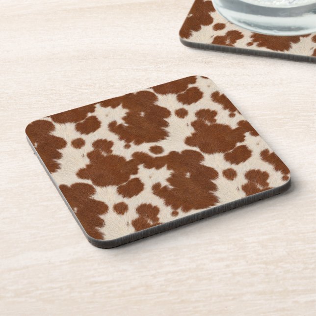 Realistic Calf Hide Pattern Beverage Coaster (Left Side)