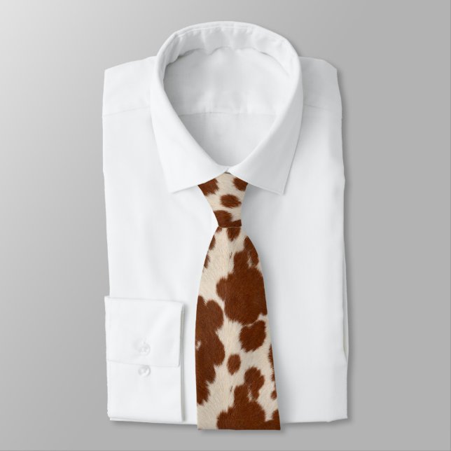 Realistic Calf Hide Pattern Neck Tie (Tied)