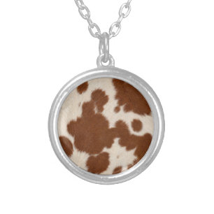 Realistic Calf Hide Pattern Silver Plated Necklace