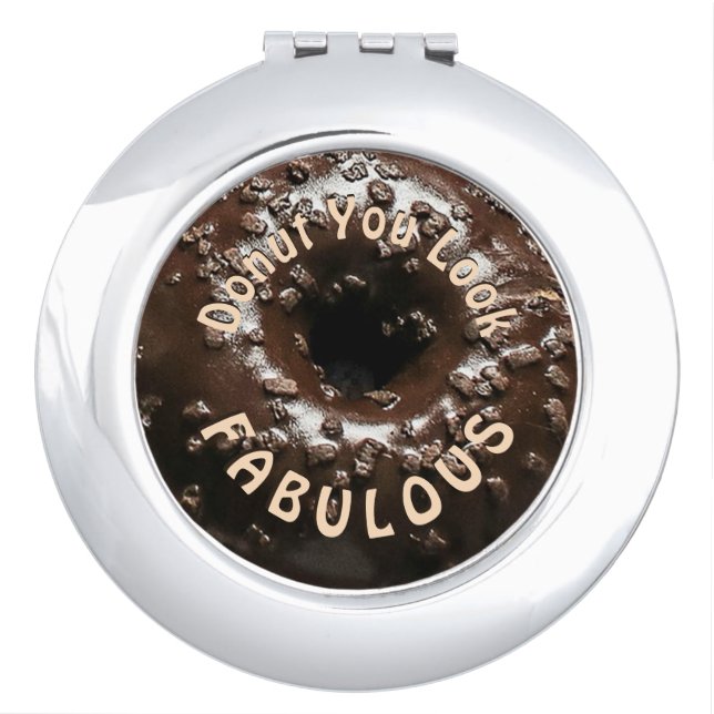 Realistic Chocolate Frosted Donut Mirror For Makeup (Front)