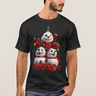 Realistic Christmas Bells .Festive Red Roses T-Shirt