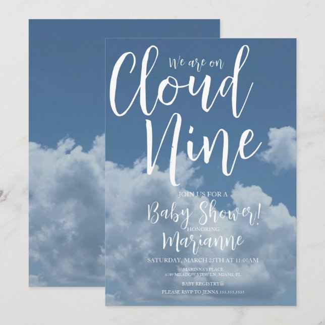 Realistic Clouds Cloud Nine Baby Shower   Invitation (Front/Back)