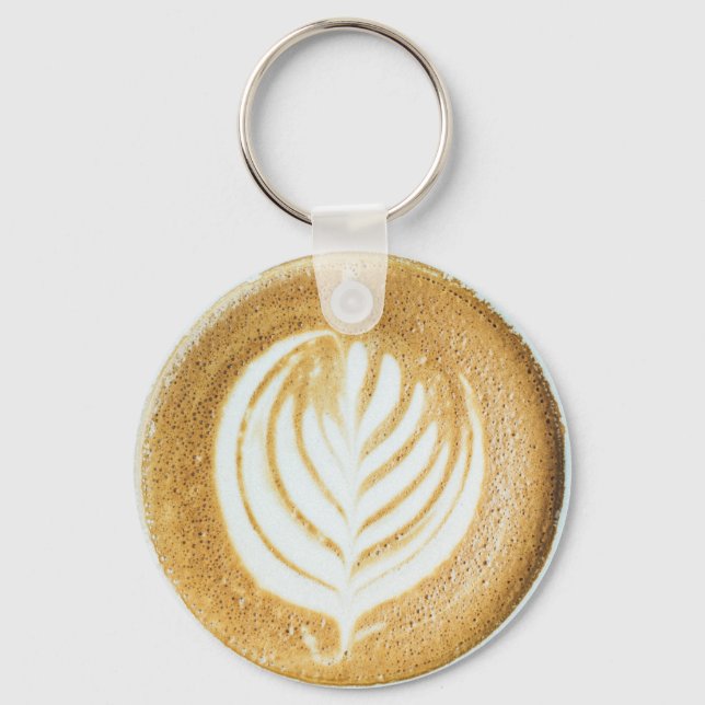 Realistic Coffee Art Foam and Cream Fern Keychain (Front)