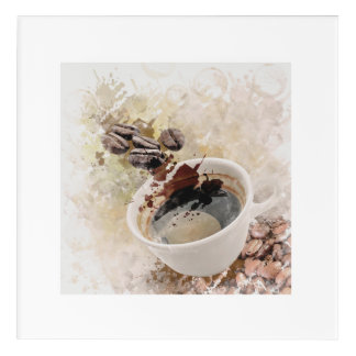 Realistic Coffee Cup Watercolor Art Print