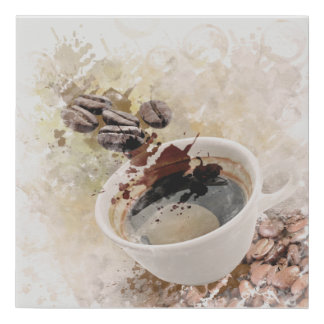 Realistic Coffee Cup Watercolor Art Print