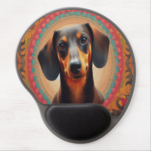 Realistic Colorful Border Cute Dachshund Dog lover Gel Mouse Pad