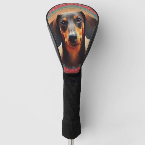 Realistic Colorful Border Cute Dachshund Dog lover Golf Head Cover