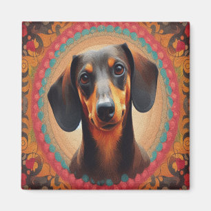 Realistic Colorful Dachshund Dog for Dog Lovers Magnet