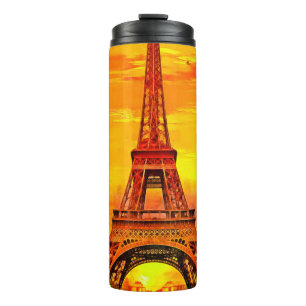 realistic colorful oil painting of Eiffel tower in Thermal Tumbler
