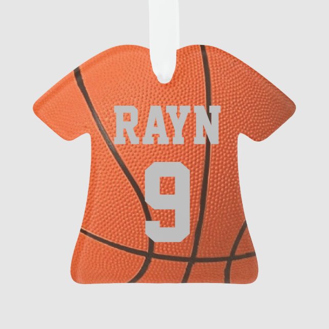 Realistic cool Basketball Custom Name and Number Ornament (Back)