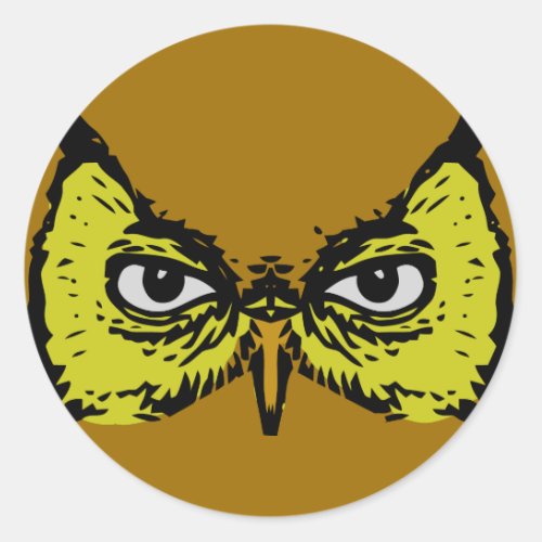 realistic creepy owl eyes face classic round sticker