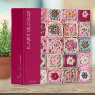 Realistic Crochet Granny Square Pattern Keeper 3 Ring Binder