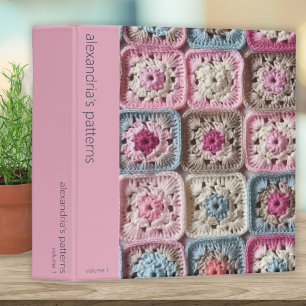 Realistic Crochet Granny Square Pattern Keeper 3 Ring Binder