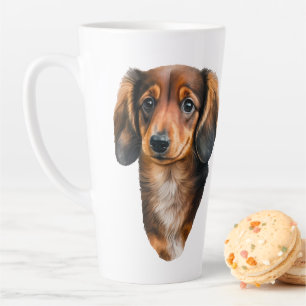 Realistic Dachshund Illustration Latte Mug